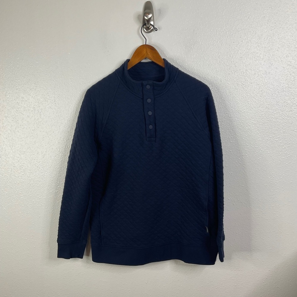Eddie Bauer‎ Men's Navy Quarter Snap Quilted Pullover Size Large